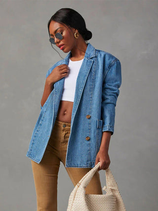 Hot GirlCollared Denim Blazer - Hot Girl Apparel