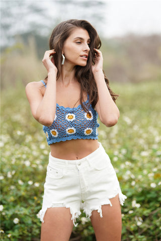 Hot Girl Floral Crochet Cropped Cami - Hot Girl Apparel