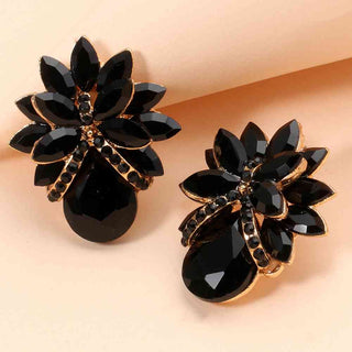 HGA Flower Shape Glass Stone Stud Earrings - Hot Girl Apparel