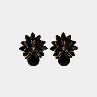 HGA Flower Shape Glass Stone Stud Earrings - Hot Girl Apparel