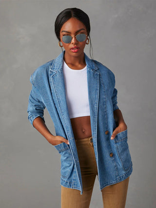 Hot GirlCollared Denim Blazer - Hot Girl Apparel