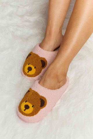 Hot Girl Teddy Bear Print Plush Slide Slippers - Hot Girl Apparel