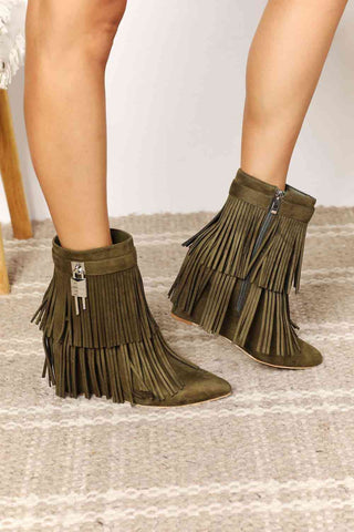 HGA Legend Women's Tassel Wedge Heel Ankle Booties - Hot Girl Apparel