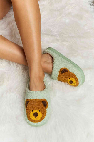 Hot Girl Teddy Bear Print Plush Slide Slippers - Hot Girl Apparel