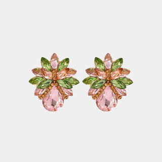 HGA Flower Shape Glass Stone Stud Earrings - Hot Girl Apparel