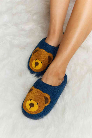 Hot Girl Teddy Bear Print Plush Slide Slippers - Hot Girl Apparel