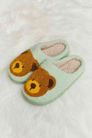 Hot Girl Teddy Bear Print Plush Slide Slippers - Hot Girl Apparel