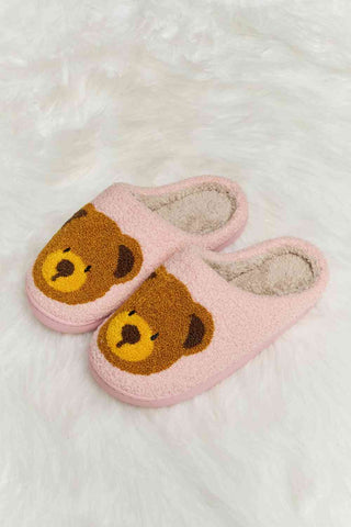 Hot Girl Teddy Bear Print Plush Slide Slippers - Hot Girl Apparel