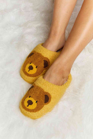 Hot Girl Teddy Bear Print Plush Slide Slippers - Hot Girl Apparel