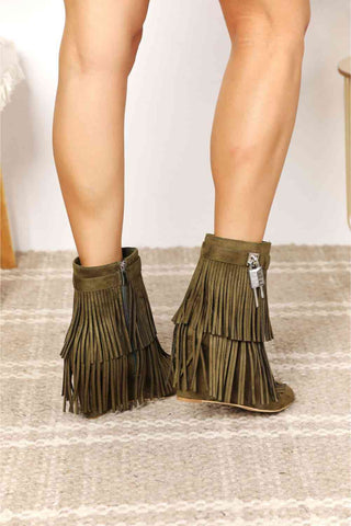 HGA Legend Women's Tassel Wedge Heel Ankle Booties - Hot Girl Apparel