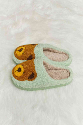 Hot Girl Teddy Bear Print Plush Slide Slippers - Hot Girl Apparel