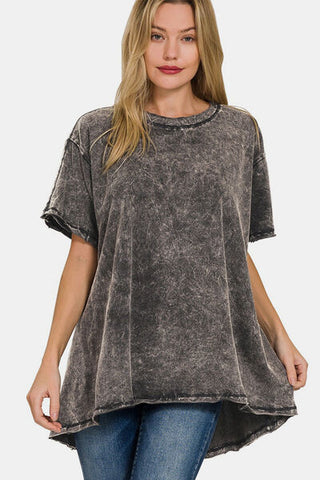 Hot Girl Acid Wash Oversized Tee in Black - Hot Girl Apparel