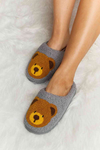 Hot Girl Teddy Bear Print Plush Slide Slippers - Hot Girl Apparel