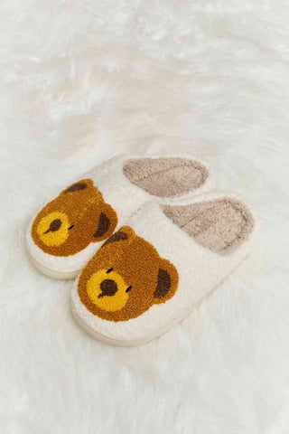 Hot Girl Teddy Bear Print Plush Slide Slippers - Hot Girl Apparel