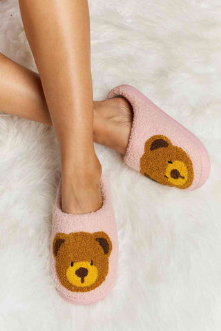 Hot Girl Teddy Bear Print Plush Slide Slippers - Hot Girl Apparel