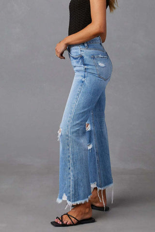 Hot Girl Bayea Distressed Raw Hem Jeans - Hot Girl Apparel