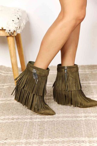 HGA Legend Women's Tassel Wedge Heel Ankle Booties - Hot Girl Apparel