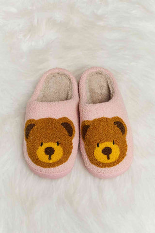 Hot Girl Teddy Bear Print Plush Slide Slippers - Hot Girl Apparel