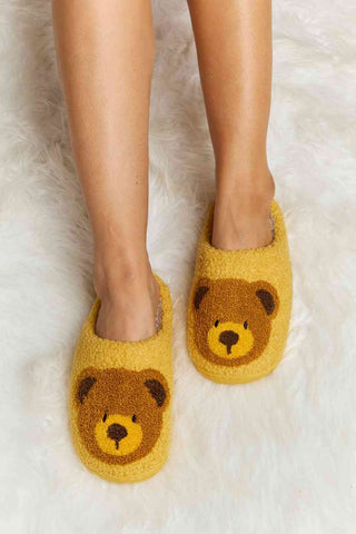 Hot Girl Teddy Bear Print Plush Slide Slippers - Hot Girl Apparel