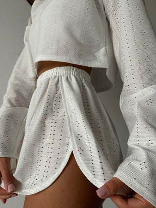 Hot Girl Victory Eyelet Top and Shorts Lounge Set - Hot Girl Apparel