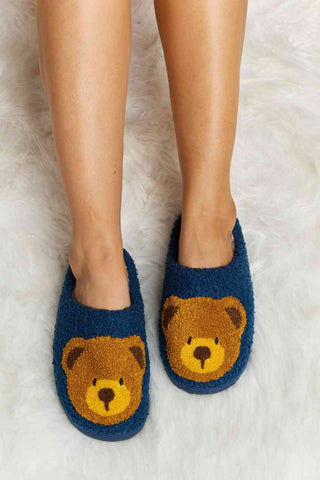 Hot Girl Teddy Bear Print Plush Slide Slippers - Hot Girl Apparel