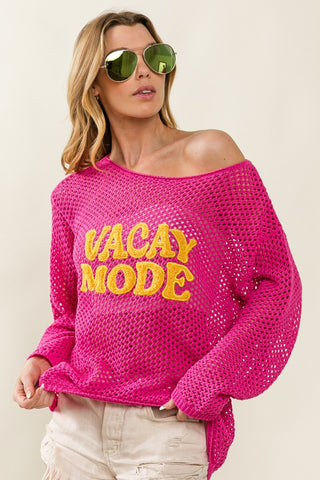 Hot Girl VACAY MODE Embroidered Knit Swim Cover Up - Hot Girl Apparel