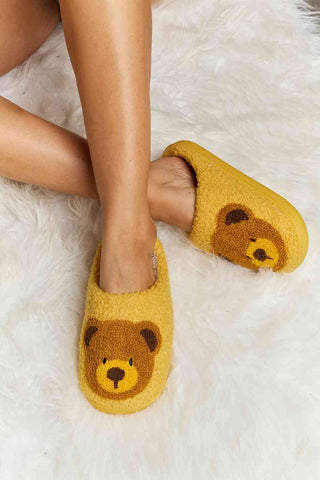 Hot Girl Teddy Bear Print Plush Slide Slippers - Hot Girl Apparel