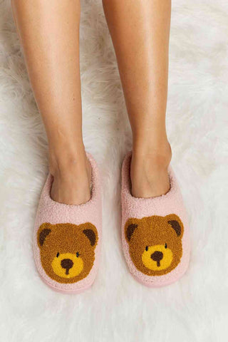 Hot Girl Teddy Bear Print Plush Slide Slippers - Hot Girl Apparel