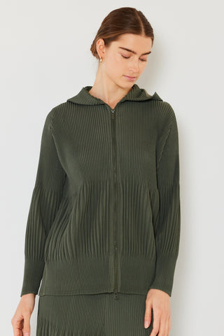 Hot Girl Pleated Plisse Hooded Zip Up Sweater - Hot Girl Apparel
