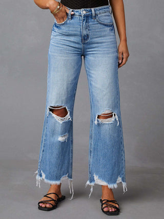 Hot Girl Bayea Distressed Raw Hem Jeans - Hot Girl Apparel